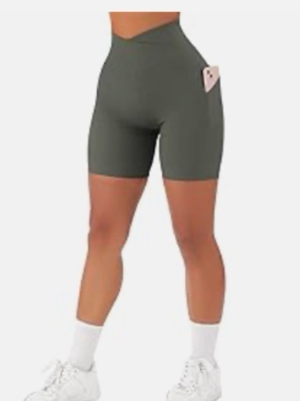 High-Rise Olive Green Women’s Active Shorts